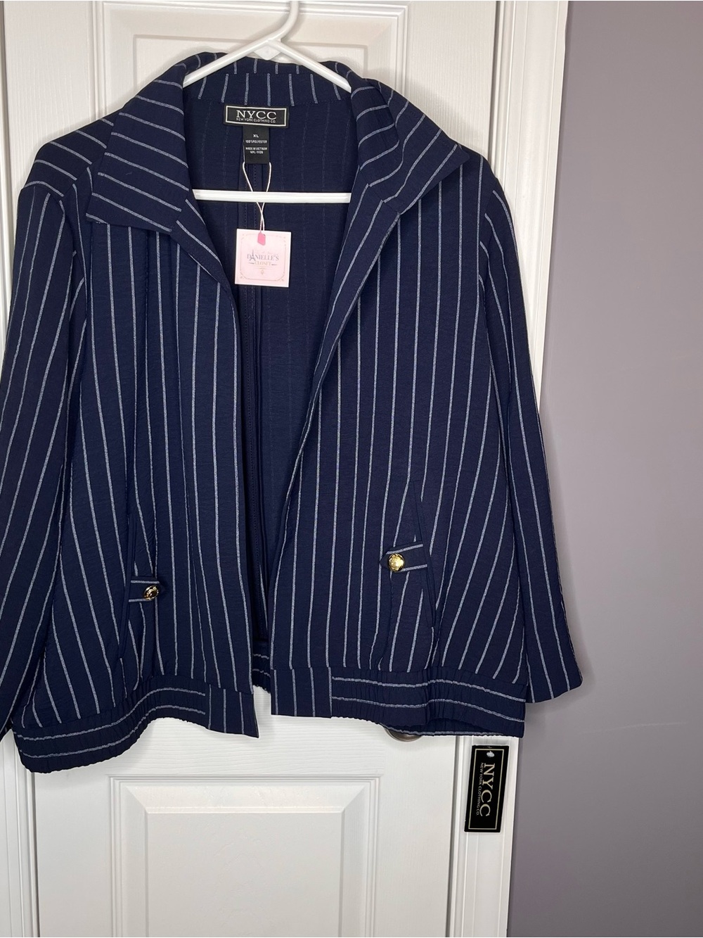 NYCC Women’s Navy Pinstripe Jacket